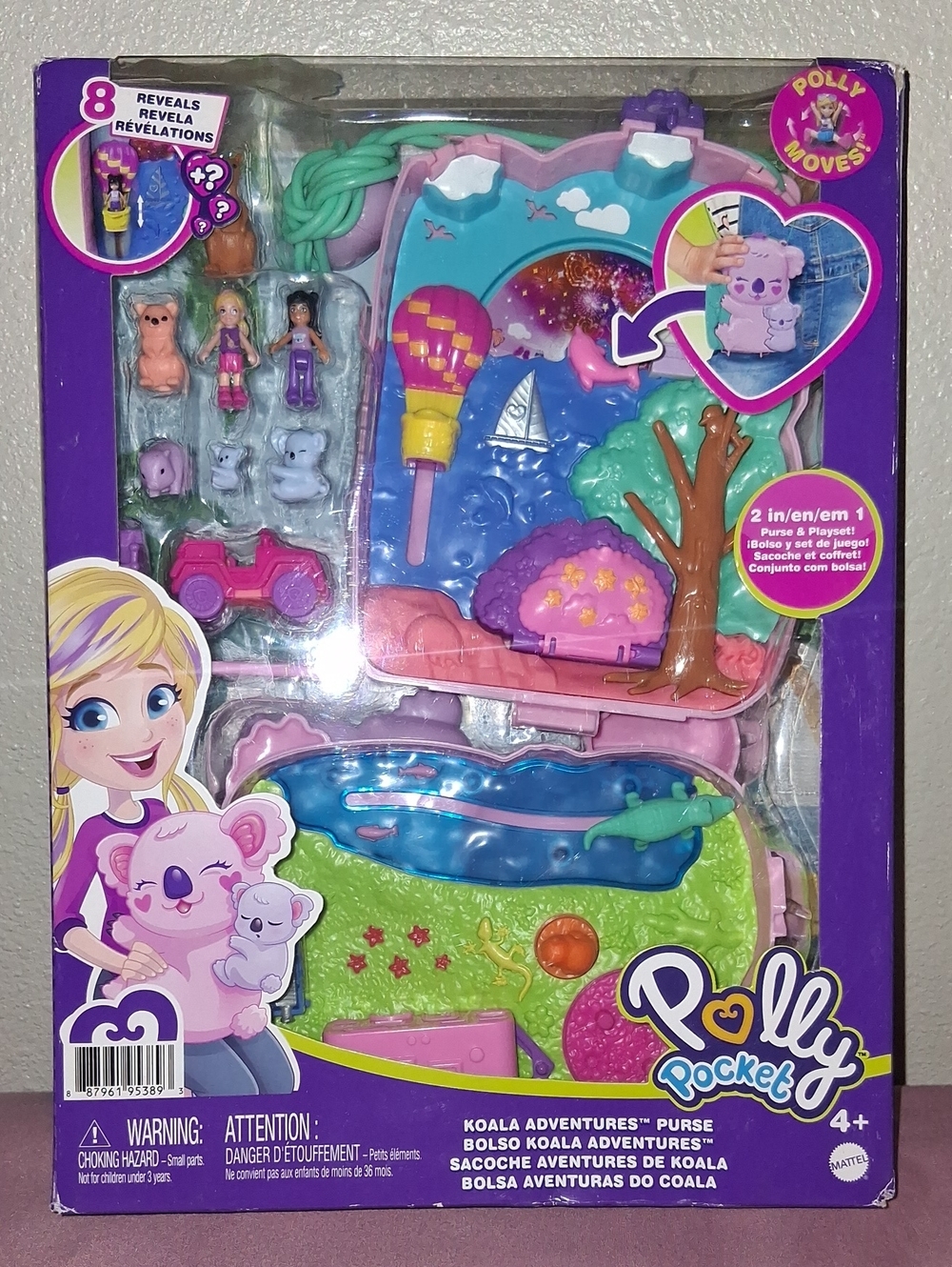 Koala Polly Pocket Adventures Purse Playset - Purple, Pink, Teal